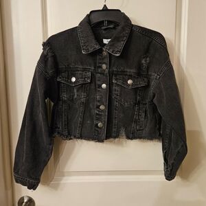 Forever 21 Distressed Denim Cropped Jacket
